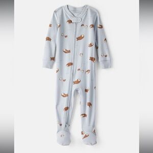 NWOT Baby Boy Otter 100% Cotton Snug Fit 2-Way Zip Footie 1-Piece Pajamas - Blue